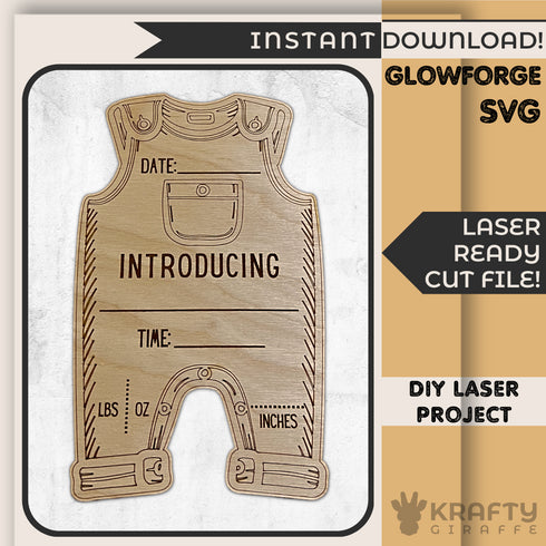 Personalized Birth Announcement Baby Bodysuit Sign SVG File-For Laser Engraving